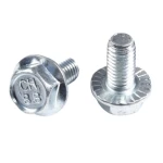 White Zinc Plated Hex Flange Bolt DIN 6921,  Size 8 mm Length 30 mm Grade 8.8  
